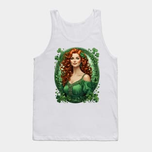 Irish Woman Shamrock St. Patrick's Day retro vintage floral Tank Top